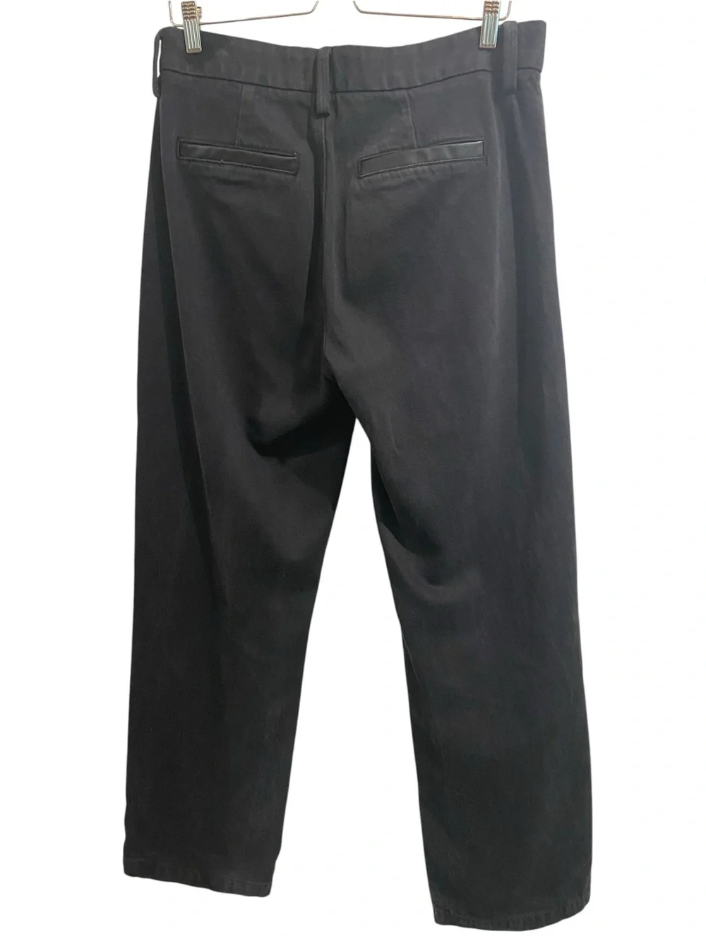 Favorite Daughter The Taylor Denim Faux Leather Trim Wide Leg Trousers Pants